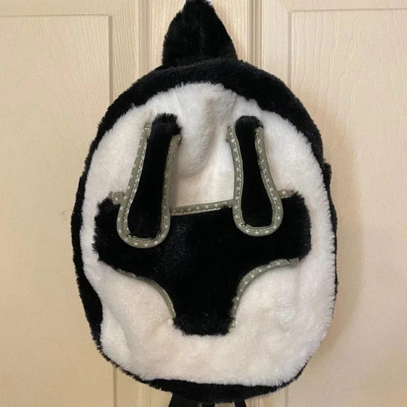 Cute and Soft Black and White Mini Fur Backpack - Picture 5 of 6